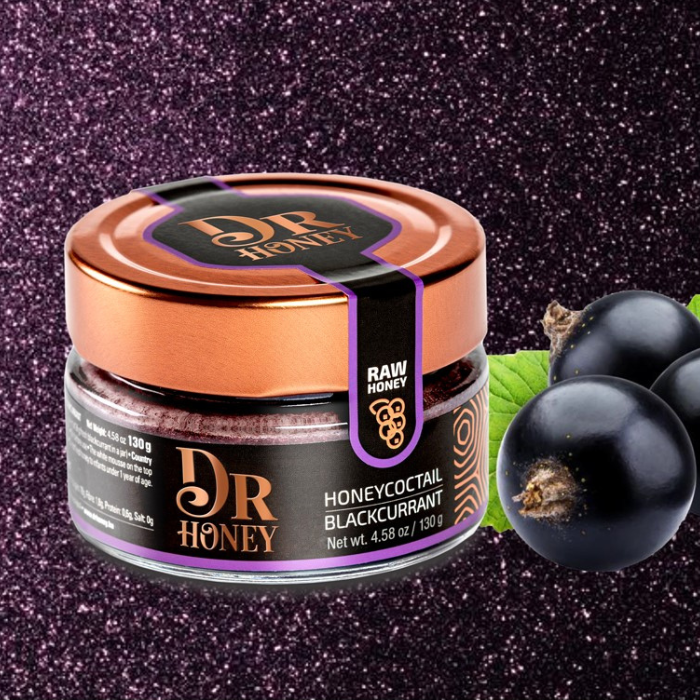 Premium Honigcocktail mit schwarzer Johannisbeere 130g | Dr Honey